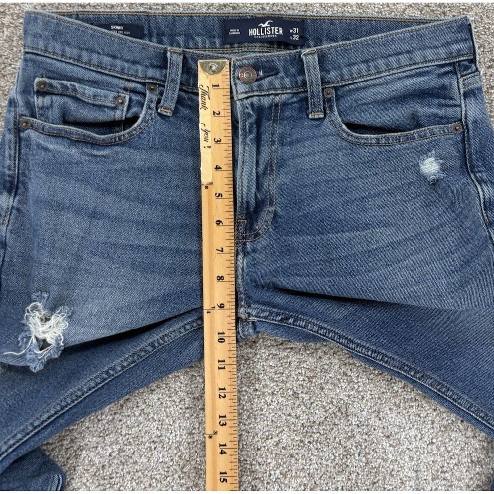 Hollister Epic Flex Skinny Jeans Mens 31x32 (Fits 32x31) Blue Rip & Repair Wash - Picture 9 of 11